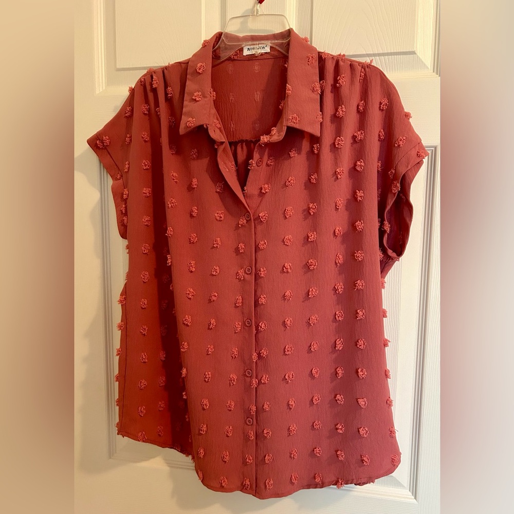 Orange Boxy Button Down Shirt with Notched Collar